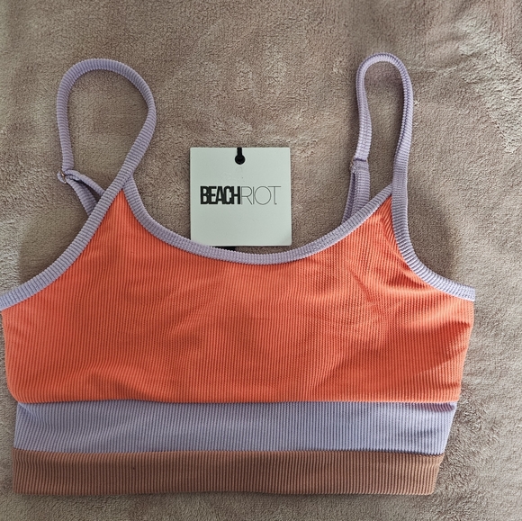 ☀️New Beach Riot Eva Ribbed Colorblock Bikini Top Small🌻 - Picture 2 of 6